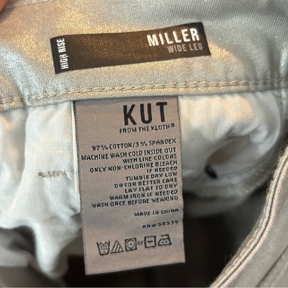 NWOT KUT Miller High Rise Wide Leg Silver Jean Pant 8 - Picture 6 of 7